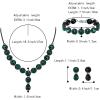 imageBriLove Womens Wedding Bridal Round Teardrop Crystal Necklace Sparkle Halo Bracelet Pierced Dangle Earrings Jewelry SetEmerald Color BlackTone