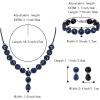imageBriLove Womens Wedding Bridal Round Teardrop Crystal Necklace Sparkle Halo Bracelet Pierced Dangle Earrings Jewelry SetNavy Blue BlackTone