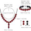 imageBriLove Womens Wedding Bridal Round Teardrop Crystal Necklace Sparkle Halo Bracelet Pierced Dangle Earrings Jewelry SetRuby Color BlackTone