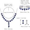 imageBriLove Womens Wedding Bridal Round Teardrop Crystal Necklace Sparkle Halo Bracelet Pierced Dangle Earrings Jewelry SetSapphire Color SilverTone