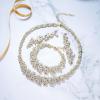 imageBriLove Womens Wedding Cluster Leaf Crystal Jewelry Set Collar Bib Necklace Sparkle Bracelet Leaves Dangle Earrings for Bride BridesmaidClear GoldTone