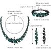 imageBriLove Womens Wedding Cluster Leaf Crystal Jewelry Set Collar Bib Necklace Sparkle Bracelet Leaves Dangle Earrings for Bride BridesmaidEmerald Color BlackTone