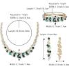 imageBriLove Womens Wedding Cluster Leaf Crystal Jewelry Set Collar Bib Necklace Sparkle Bracelet Leaves Dangle Earrings for Bride BridesmaidEmerald Color GoldTone