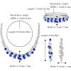 imageBriLove Womens Wedding Cluster Leaf Crystal Jewelry Set Collar Bib Necklace Sparkle Bracelet Leaves Dangle Earrings for Bride BridesmaidSapphire Color SilverTone