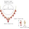 imageBriLove Womens Wedding Jewelery Set Leaf Flower Crystal Teardrop Marquise Cluster Pendant Necklace Dangle Earrings for Bridal Party02Ruby Color GoldTone