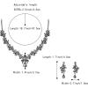 imageBriLove Womens Wedding Jewelery Set Leaf Flower Crystal Teardrop Marquise Cluster Pendant Necklace Dangle Earrings for Bridal Party05Grey BlackTone