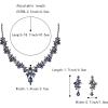 imageBriLove Womens Wedding Jewelery Set Leaf Flower Crystal Teardrop Marquise Cluster Pendant Necklace Dangle Earrings for Bridal Party06Sapphire Color BlackTone