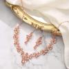 imageBriLove Womens Wedding Jewelery Set Leaf Flower Crystal Teardrop Marquise Cluster Pendant Necklace Dangle Earrings for Bridal Party07Peach RoseGoldTone