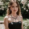 imageBriLove Womens Wedding Jewelery Set Leaf Flower Crystal Teardrop Marquise Cluster Pendant Necklace Dangle Earrings for Bridal PartyBlack BlackTone