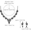 imageBriLove Womens Wedding Jewelery Set Leaf Flower Crystal Teardrop Marquise Cluster Pendant Necklace Dangle Earrings for Bridal PartyBlack BlackTone