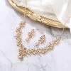 imageBriLove Womens Wedding Jewelery Set Leaf Flower Crystal Teardrop Marquise Cluster Pendant Necklace Dangle Earrings for Bridal PartyChampagne GoldTone