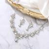 imageBriLove Womens Wedding Jewelery Set Leaf Flower Crystal Teardrop Marquise Cluster Pendant Necklace Dangle Earrings for Bridal PartyIridescent AB SilverTone