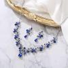 imageBriLove Womens Wedding Jewelery Set Leaf Flower Crystal Teardrop Marquise Cluster Pendant Necklace Dangle Earrings for Bridal PartyRoyal Blue SilverTone