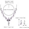imageBriLove Womens Wedding Jewelry Leaf Cluster Flower Crystal Dangle Earrings Pendant Necklace Set for Bridal05Purple SilverTone