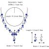 imageBriLove Womens Wedding Jewelry Leaf Cluster Flower Crystal Dangle Earrings Pendant Necklace Set for Bridal06Sapphire Color SilverTone