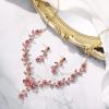 imageBriLove Womens Wedding Jewelry Leaf Cluster Flower Crystal Dangle Earrings Pendant Necklace Set for Bridal09Pink GoldTone