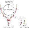 imageBriLove Womens Wedding Jewelry Leaf Cluster Flower Crystal Dangle Earrings Pendant Necklace Set for Bridal09Pink GoldTone