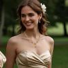 imageBriLove Womens Wedding Jewelry Leaf Cluster Flower Crystal Dangle Earrings Pendant Necklace Set for Bridal10Champagne GoldTone