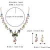 imageBriLove Womens Wedding Jewelry Leaf Cluster Flower Crystal Dangle Earrings Pendant Necklace Set for Bridal11Multi Colour GoldTone