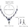 imageBriLove Womens Wedding Jewelry Leaf Cluster Flower Crystal Dangle Earrings Pendant Necklace Set for Bridal12Sapphire Color BlackTone