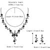 imageBriLove Womens Wedding Jewelry Leaf Cluster Flower Crystal Dangle Earrings Pendant Necklace Set for Bridal13Black BlackTone