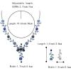 imageBriLove Womens Wedding Jewelry Leaf Cluster Flower Crystal Dangle Earrings Pendant Necklace Set for Bridal16Blue SilverTone