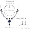 imageBriLove Womens Wedding Jewelry Leaf Cluster Flower Crystal Dangle Earrings Pendant Necklace Set for Bridal18Navy Blue SilverTone