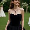 imageBriLove Womens Wedding Jewelry Leaf Cluster Flower Crystal Dangle Earrings Pendant Necklace Set for Bridal3PcsBlack BlackTone