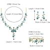 imageBriLove Womens Wedding Jewelry Leaf Cluster Flower Crystal Dangle Earrings Pendant Necklace Set for Bridal3PcsBlue Topaz GoldTone