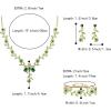 imageBriLove Womens Wedding Jewelry Leaf Cluster Flower Crystal Dangle Earrings Pendant Necklace Set for Bridal3PcsEmerald Color GoldTone