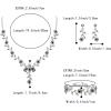 imageBriLove Womens Wedding Jewelry Leaf Cluster Flower Crystal Dangle Earrings Pendant Necklace Set for Bridal3PcsGrey SilverTone