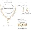 imageBriLove Womens Wedding Jewelry Leaf Cluster Flower Crystal Dangle Earrings Pendant Necklace Set for Bridal3PcsIridescent AB GoldTone