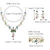 imageBriLove Womens Wedding Jewelry Leaf Cluster Flower Crystal Dangle Earrings Pendant Necklace Set for Bridal3PcsMulticolor GoldTone