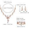 imageBriLove Womens Wedding Jewelry Leaf Cluster Flower Crystal Dangle Earrings Pendant Necklace Set for Bridal3PcsPeach Morganite Color RoseGoldTone