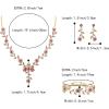 imageBriLove Womens Wedding Jewelry Leaf Cluster Flower Crystal Dangle Earrings Pendant Necklace Set for Bridal3PcsPink GoldTone