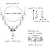 imageBriLove Womens Wedding Jewelry Leaf Cluster Flower Crystal Dangle Earrings Pendant Necklace Set for Bridal3PcsPurple SilverTone