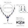 imageBriLove Womens Wedding Jewelry Leaf Cluster Flower Crystal Dangle Earrings Pendant Necklace Set for Bridal3PcsSapphire Color BlackTone