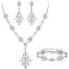 imageBriLove Wedding Bridal Jewelry Set Marquise Crystal Teardrop Necklace Earring Bracelet Gift for Women Brides01Clear SilverTone