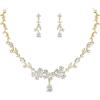 imageBriLove Wedding Jewelry Set for Bride CZ Teardrop Butterfly Flower Leaf Filigree Necklace Earrings Women Party Prom AccessoriesClearGold Tone