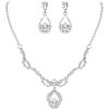 imageBriLove Wedding Jewelry Sets for Brides Rhinestone Beaded Pendant Neckalce Dangle Earrings01Clear SilverTone