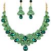 imageBriLove Womens Bridal Jewelry Set for Weddings Rhinestone Beaded Layer Teardrop Cluster Crystal Statement Necklace Dangle Earrings04Emerald Color GoldToned