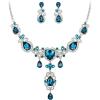 imageBriLove Womens Jewelry Set Crystal Heart Rhinestones Teardrop Cluster Statement Necklace Dangle Earrings for Wedding Prom