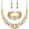 3Pcs-Iridescent Clear AB Gold-Tone