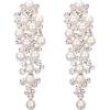 imageBriLove Womens Wedding Bridal Crystal Simulated Pearl Multi Beaded Cluster Chandelier Dangle EarringsGoldTone