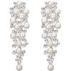 imageBriLove Womens Wedding Bridal Crystal Simulated Pearl Multi Beaded Cluster Chandelier Dangle EarringsSilverTone