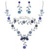 3Pcs-Blue Silver-Tone