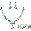 3Pcs-Blue Topaz Gold-Tone