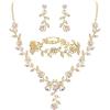 3Pcs-Iridescent AB Gold-Tone
