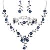 3Pcs-Sapphire Color Silver-Tone
