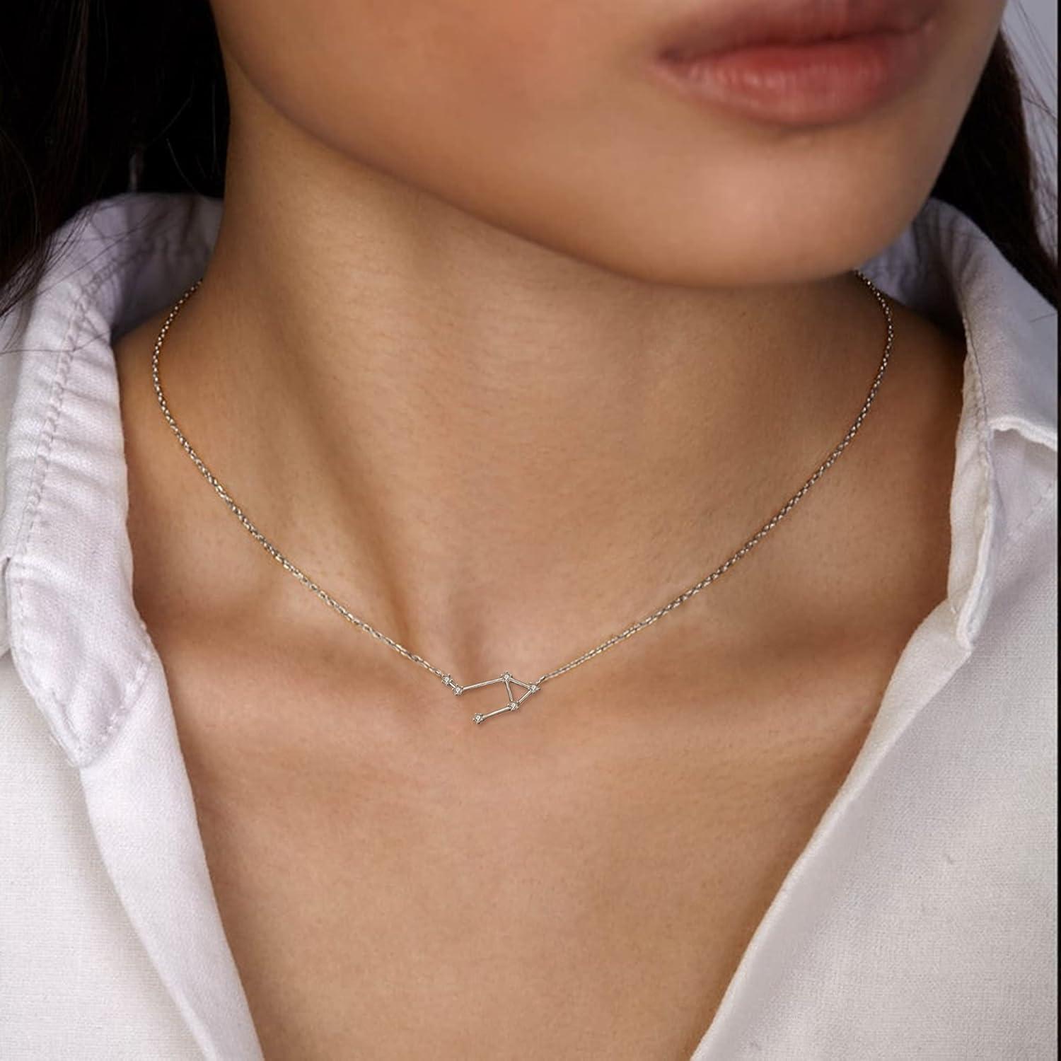 imageBriLove Gifts for Mom Women 925 Sterling Silver CZ Horoscope Zodiac 12 Constellation Astrology Pendant Necklace for Mothers DayValentines DayBirthdayChristmasAnniversaryLibra